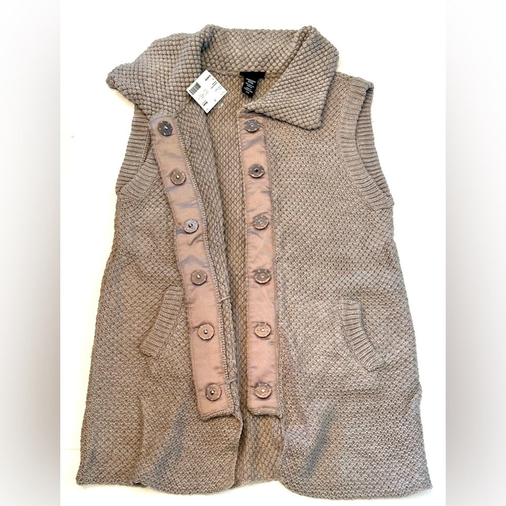 Apostrophe Misses Oatmeal Snap Button Sweater Dress Cardigan Size XL NWT - Picture 9 of 11